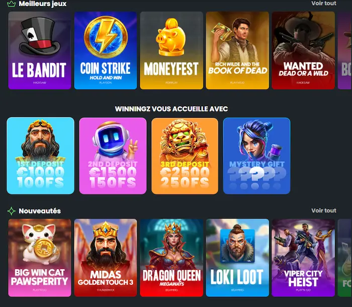 Winningz Casino jeux